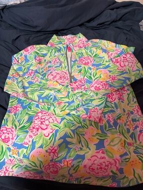 Lilly Pulitzer Multicolor Floral Pullover - Pink, Blue, Green, Yellow